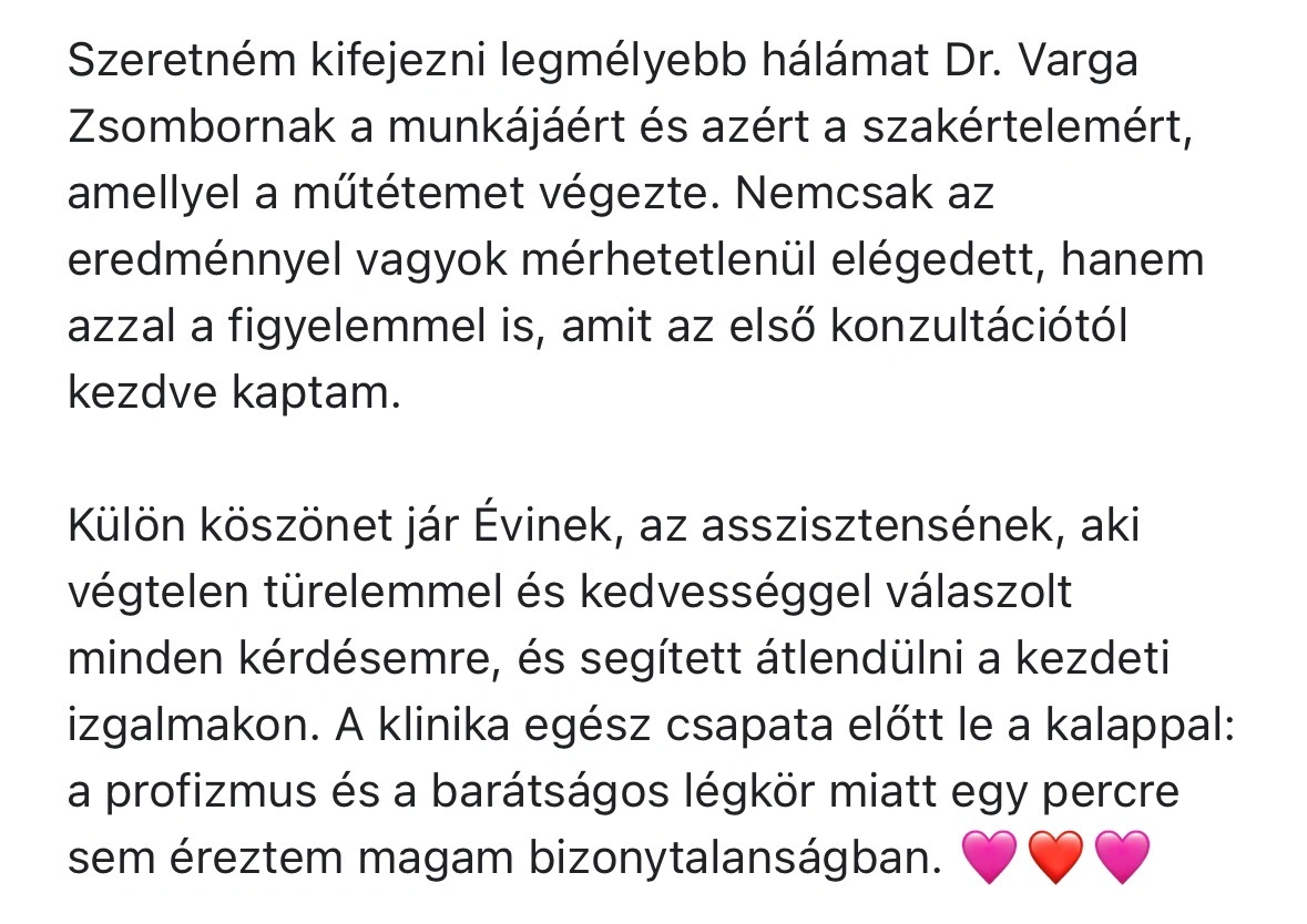 Dr. Varga Zsombor Plasztika vélemény